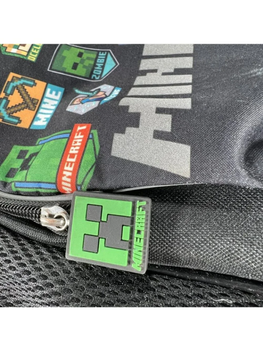 Minecraft Creeper Backpack Detachable Lunch Bag School Kids Boys Black Green